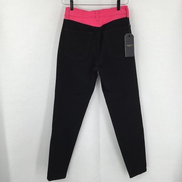Rag & Bone Ash pink black colorblock denim ankle jeans women new 24 - Picture 4 of 5